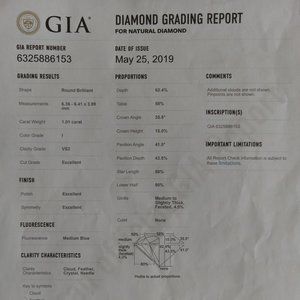 1.01 Carat solitaire ring with platinum band